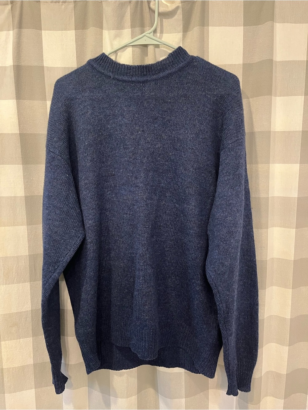 Men's Crewneck Wool Sweater in Navy Blue